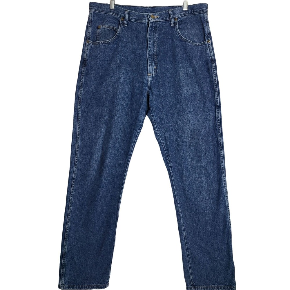 Wrangler Rugged Wear Straight Leg Jeans Men 38 X 34 Blue Denim Pants